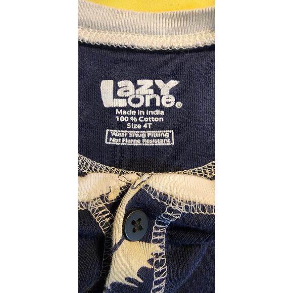 Lazy One Moose Pajamas Boys 4T Long Johns One Piece Body Suit Blue - Picture 3 of 3